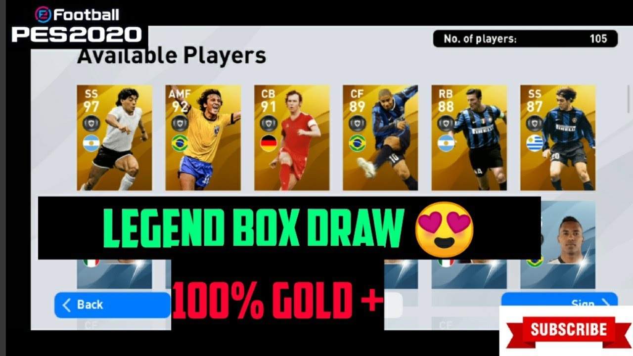 LEGEND box draw pes 2020 mobile | 100% Gold + rated player