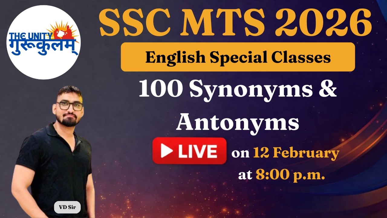 English 100 Synonyms & Antonyms | SSC MTS EXAM 2026 | | Most Expected Questions I | 13 Feb. | VD Sir