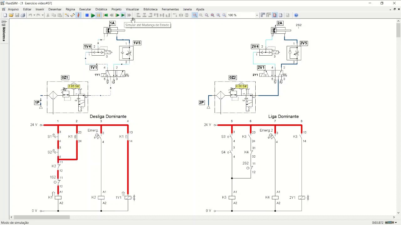 FluidSim5-Pneumatics#07-Selo elétrico em um circuito eletropneumático