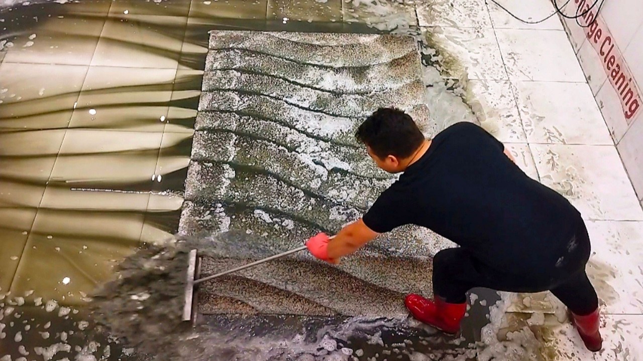 Deep Cleaning 3D Wave Pattern Carpet | Satisfying Rug Washing ASMR