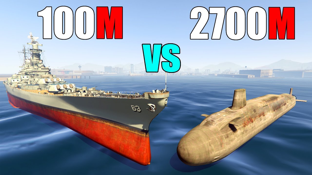 USS MISSOURI vs SUBMARINO en GTA 5 - BATALLA NAVAL en los SANTOS