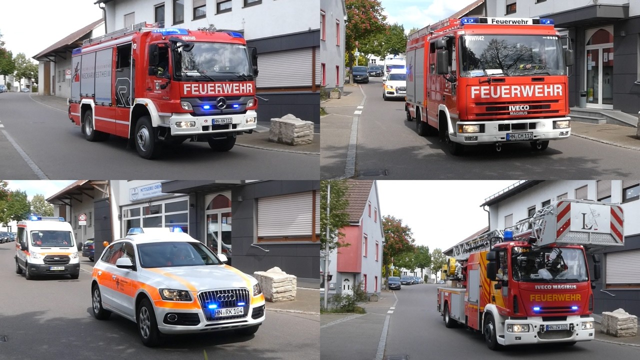 [Gebäudebrand] Sirenenalarm+ Feuerwehr Neckarwestheim, Lauffen a.N. + DRK OV