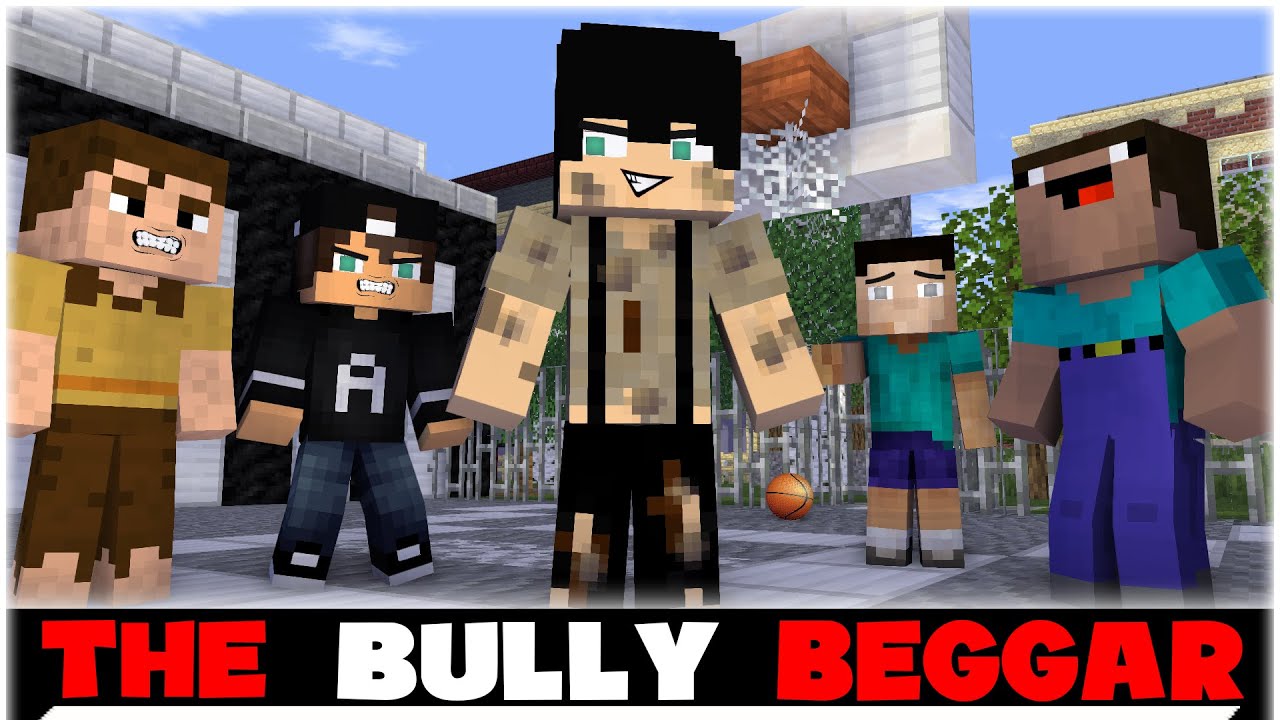 POOR BULLY BEGGAR BECAME GOOD (WITH THE HELP OF HEROBRINE) | MINECRAFT ANIMATION MONSTER SCHOOL