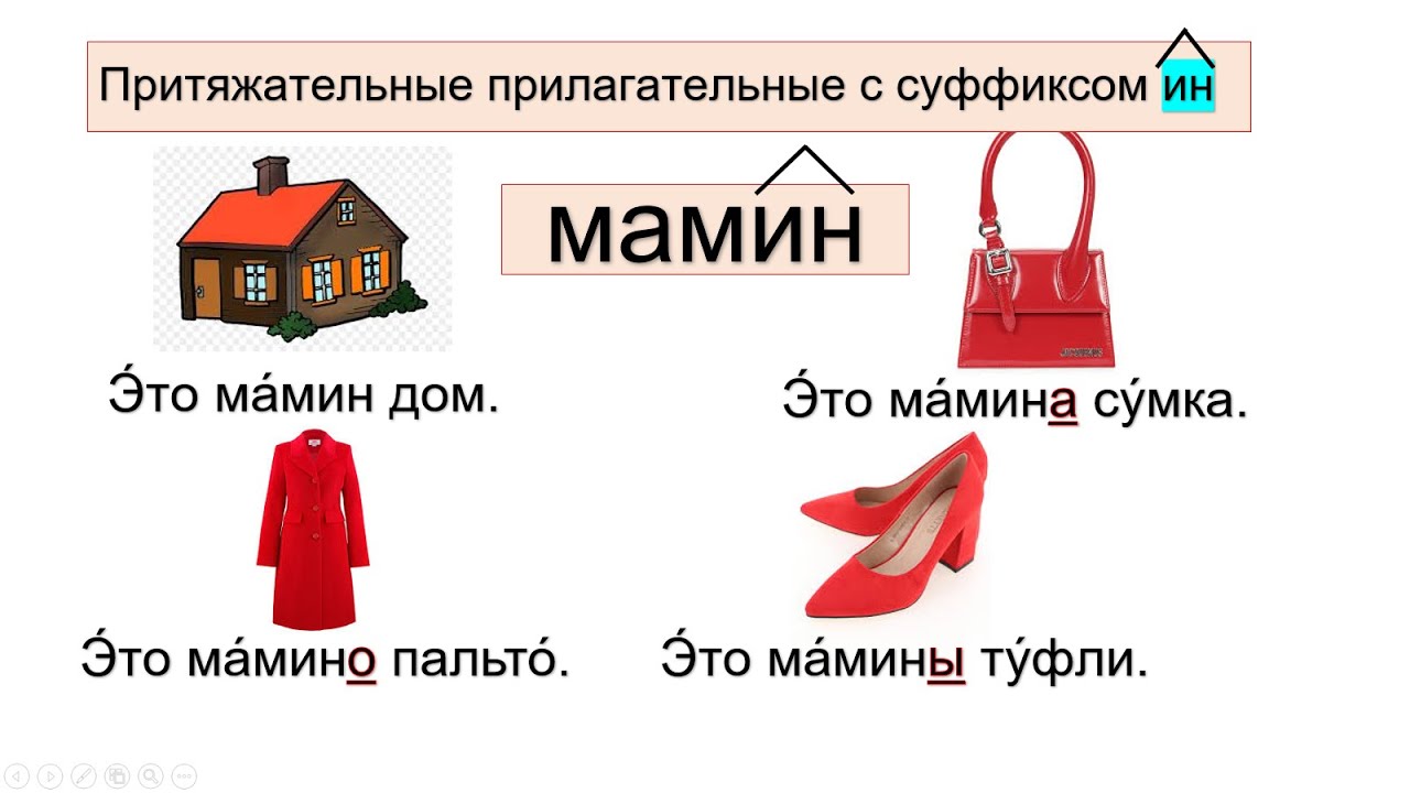 Притяжательные прилагательные с суффиксом ИН