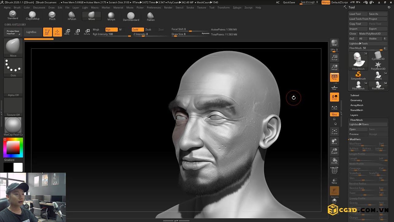Tự học ZBrush | Làm râu, tóc | CG3D TUTORIAL #zbrush #cg3d