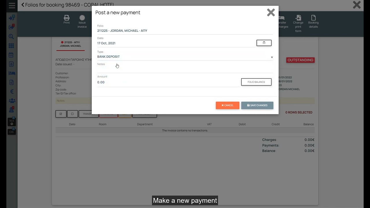 Add a deposit to reservation