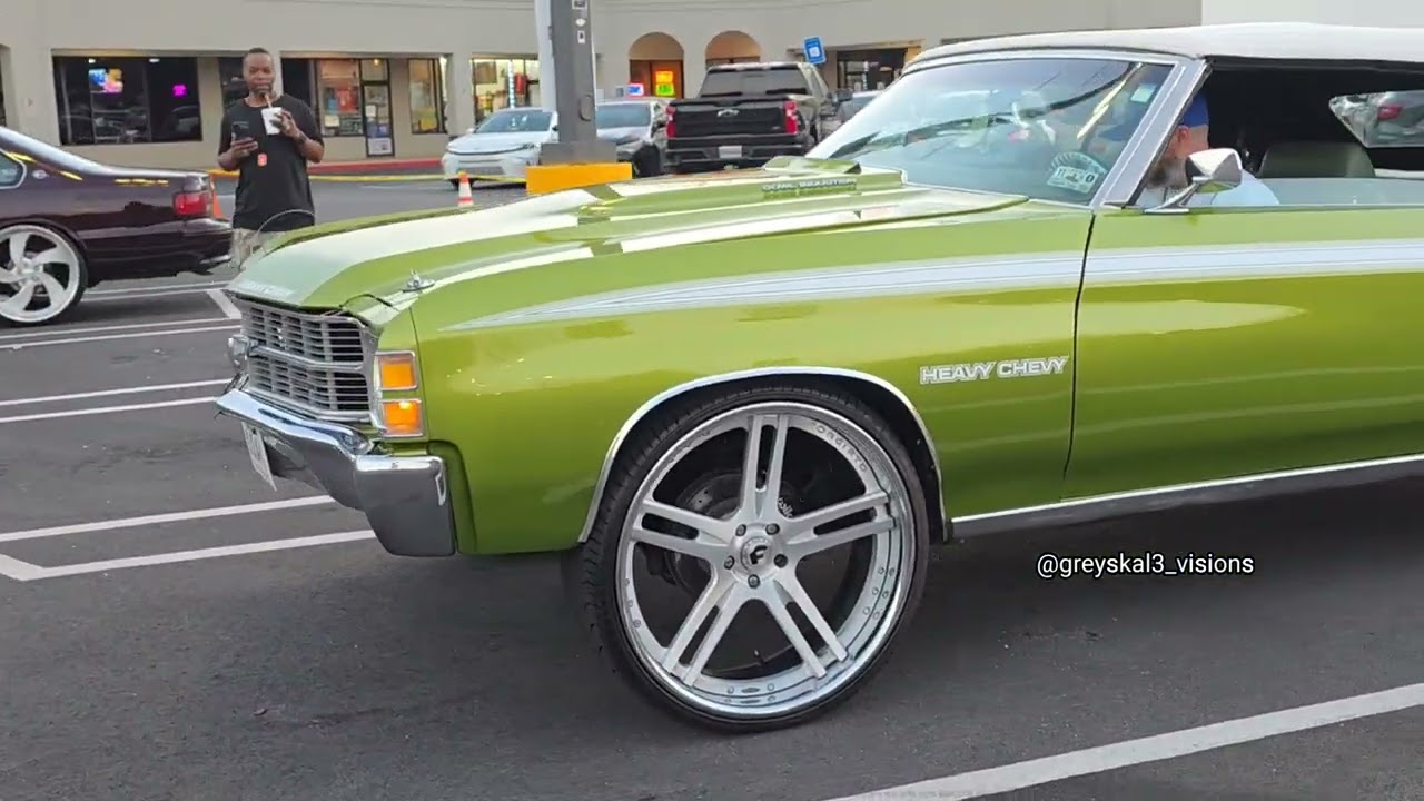 Jolly Rancher Green Chevelle on 24s stanced perfectly 