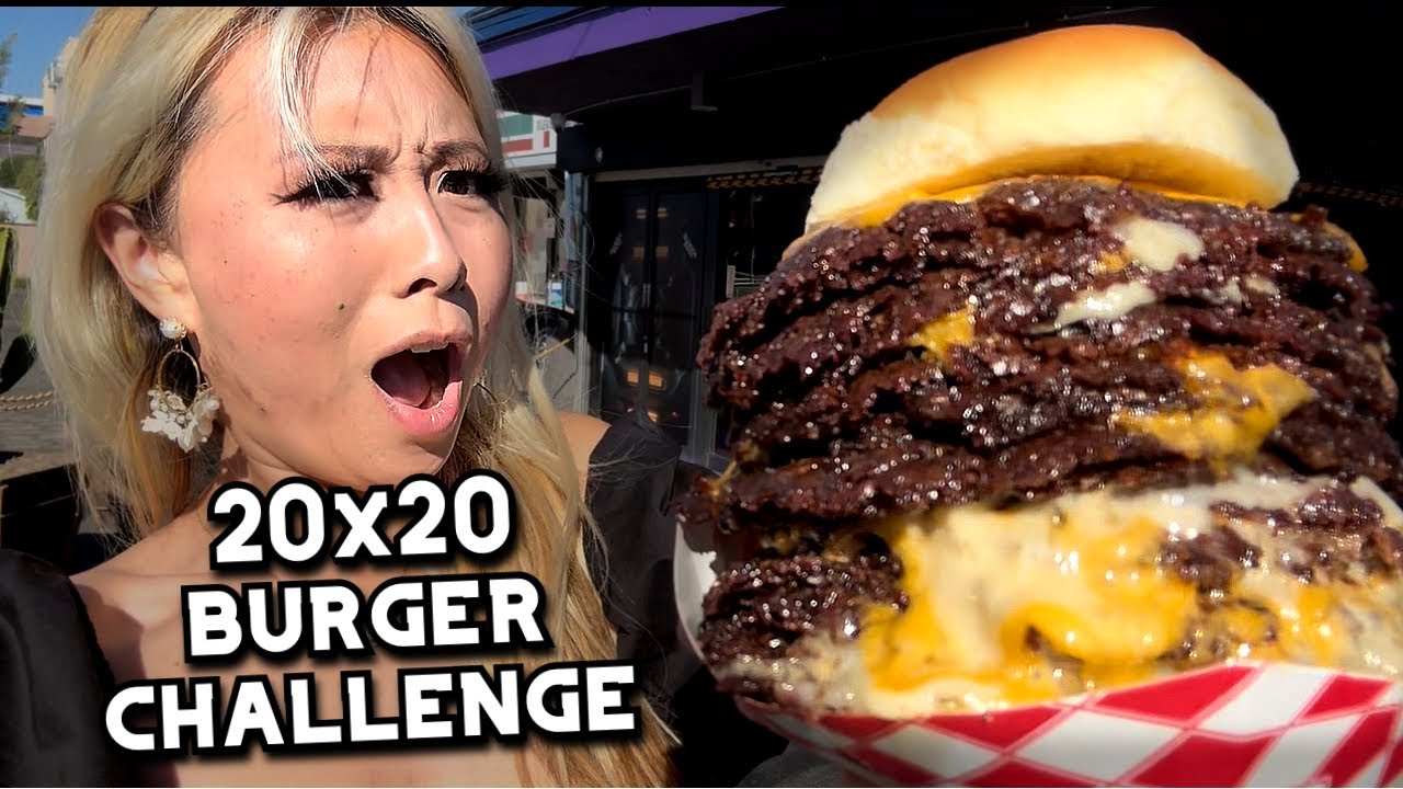 20x20 BURGER CHALLENGE AT BURGER 3000 IN CHATSWORTH!! #RainaisCrazy