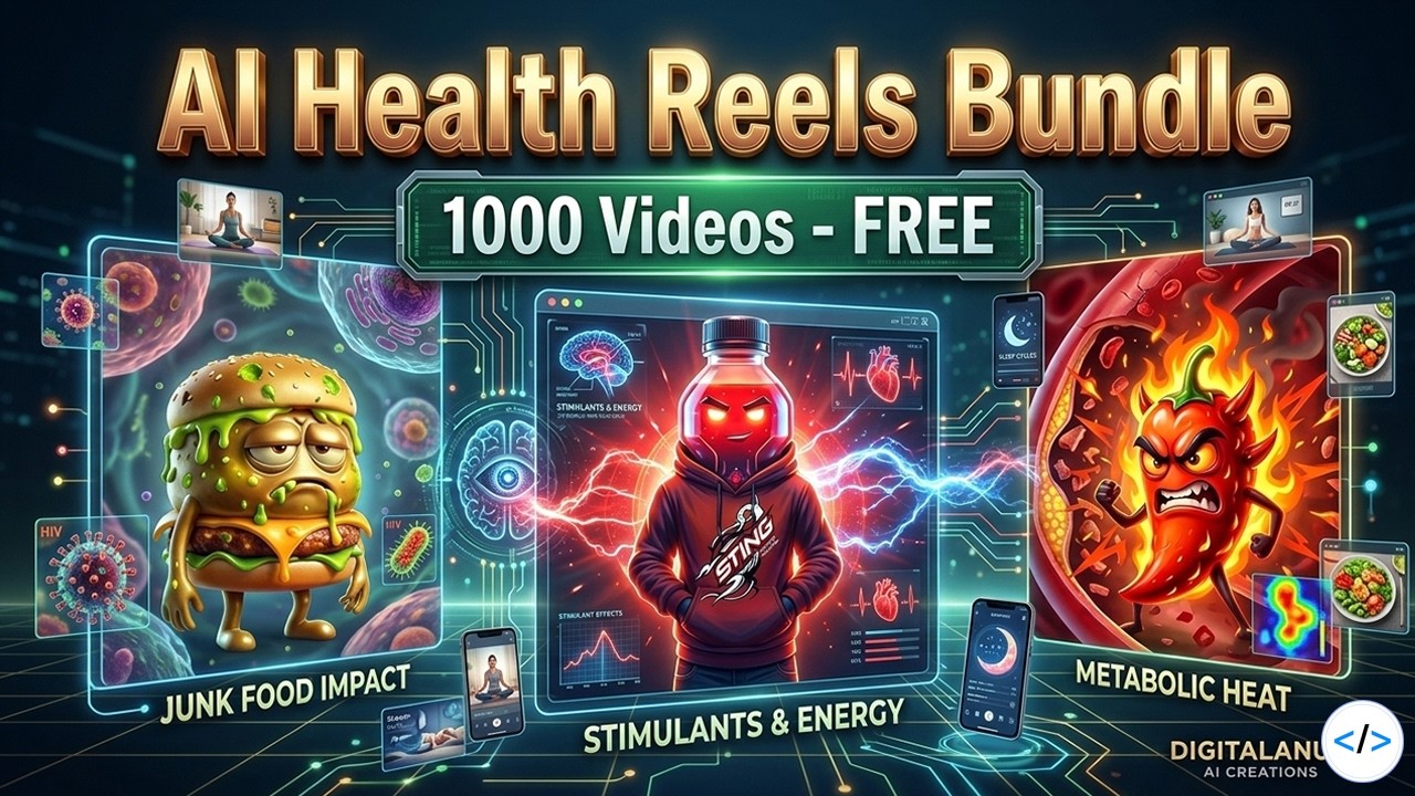 Start a Faceless Health Channel FAST! (1000+ Free AI Video Reels Download)