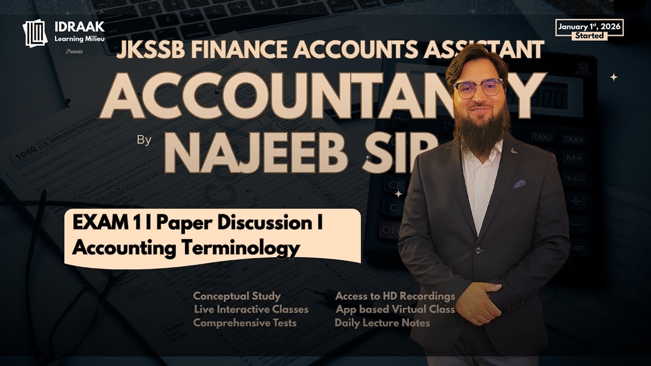 Exam 1 I Paper Discussion I Accounting Terminology I JKSSB FAA I Najeeb Sir