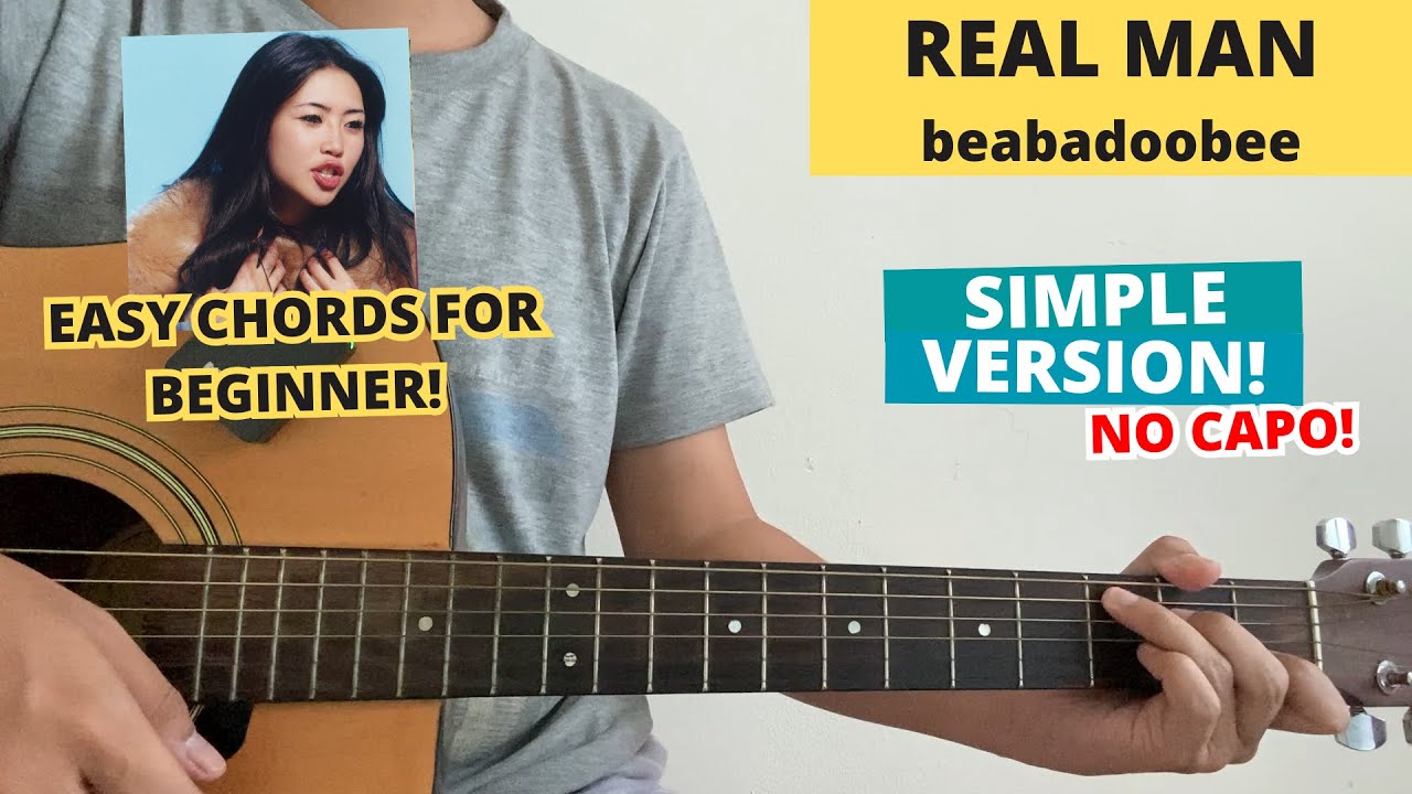Real Man - beabadoobee (Guitar Tutorial) Easy Chords For Beginner! No Capo! VIRAL!