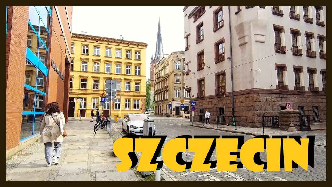 Szczecin wiosną. Pejzaż miejski - cityscape. Walkthrough.