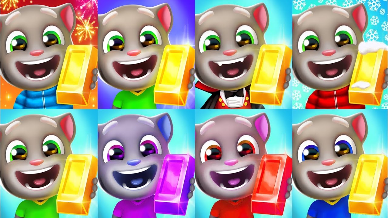 Talking Tom Gold Run Cyber City, Water Park, Candyland, Lost City, Catch The Raccoon, Undersea