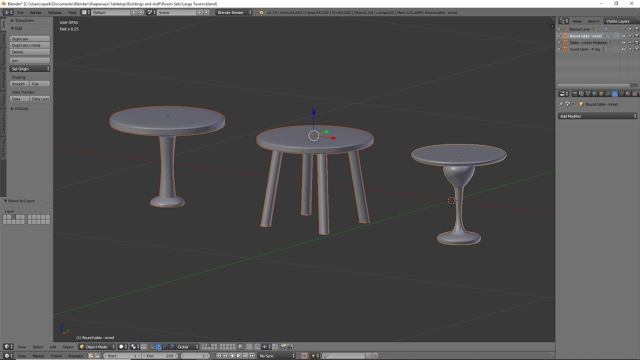 Blender D&D Modeling Tutorial 3 Styles of Round Tables | Tavern Pt. 3