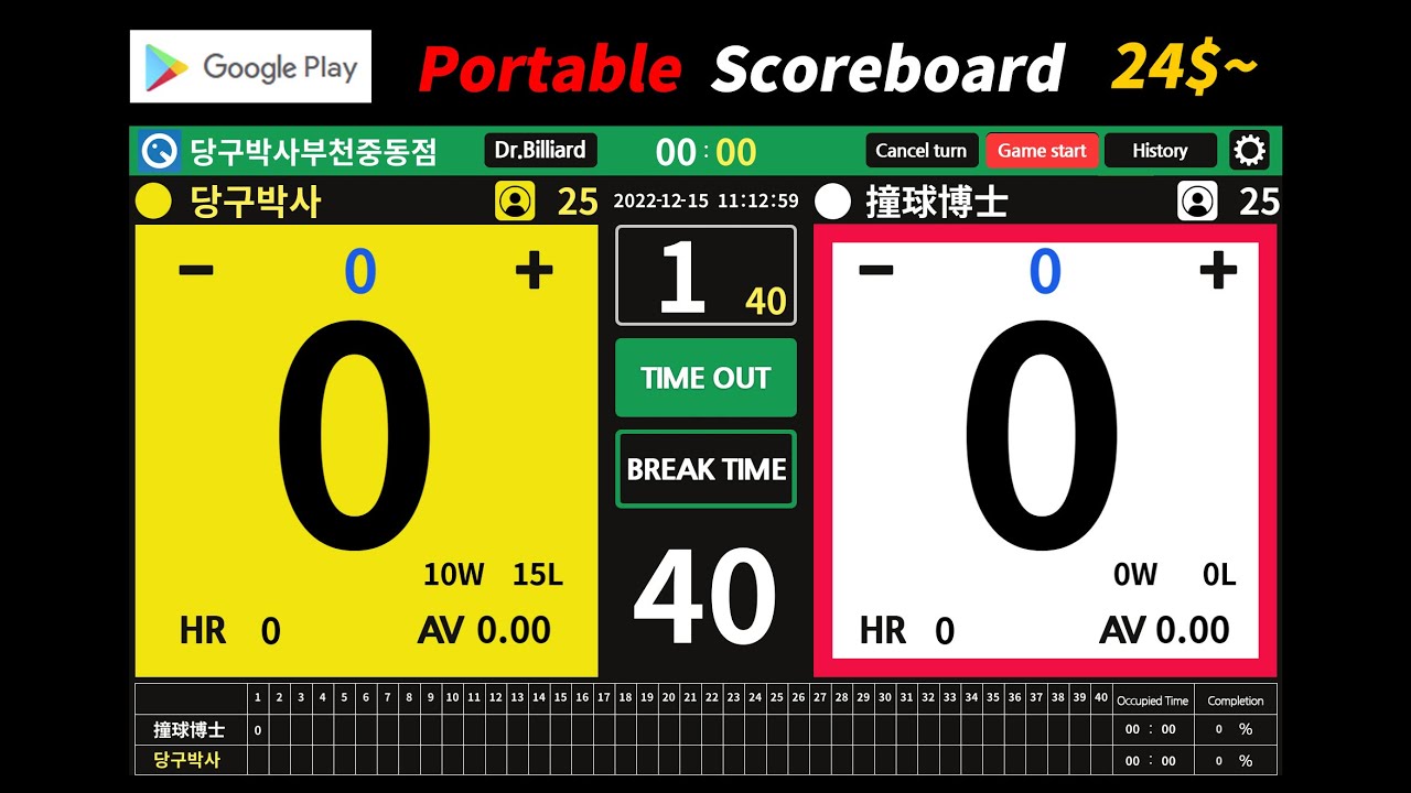 Dr.billiard's portable 3cushion billiard scoreboard manual