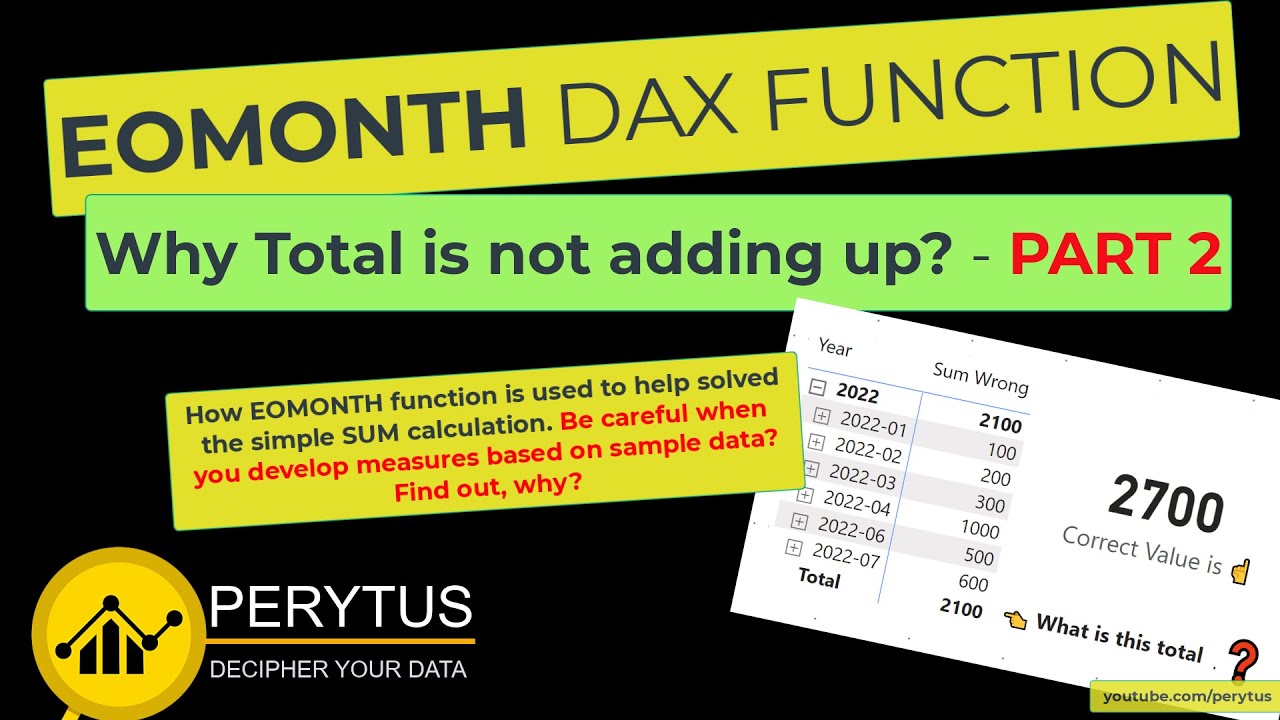 Learn how DAX EOMONTH function is used to get the correct  SUM in Power BI - Part 2