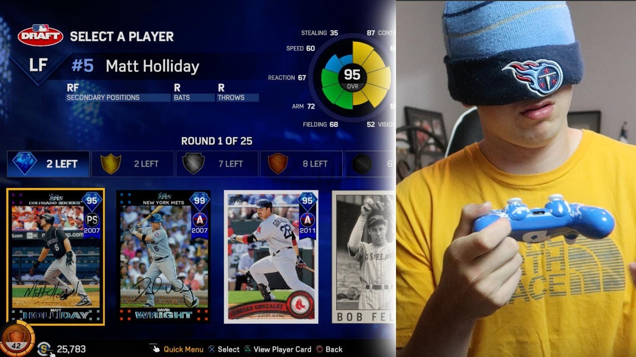 DRAFTING BLINDFOLDED AND WITH A BACKWARDS CONTROLLER! MLB THE SHOW 17 BATTLE ROYALE