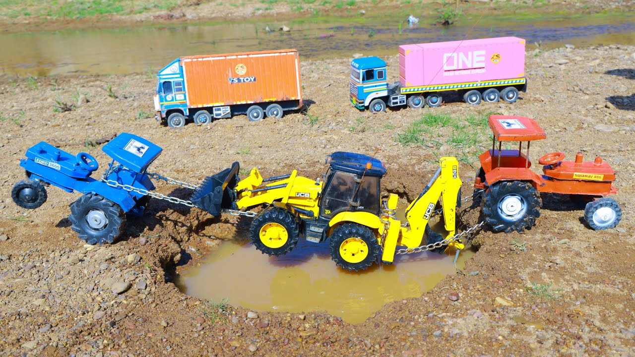 JCB 3DX XPERT Ashok Leyland Dump Truck Accident Pulling Crane Tractor ? Gadi wala Cartoon | CS Toy 