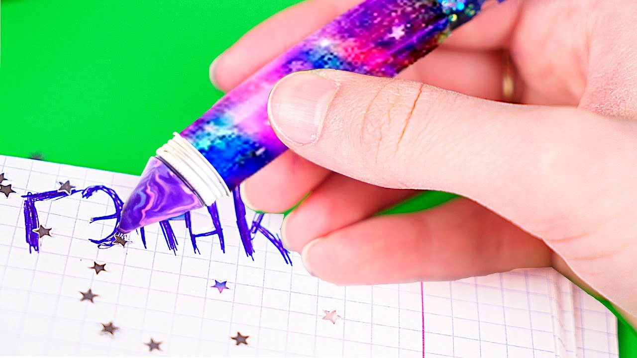 КРУТАЯ ГЭЛАКСИ РУЧКА ЗА 5 МИНУТ! DIY - КАНЦЕЛЯРИЯ СВОИМИ РУКАМИ