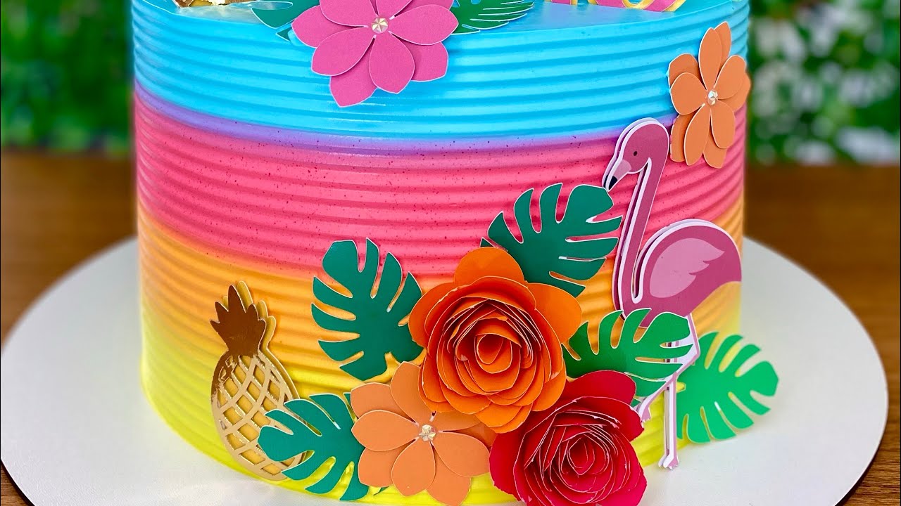 BOLO TROPICAL NEON 💕 COMO FAZER TRANSIÇÃO DE CORES PERFEITA 😍