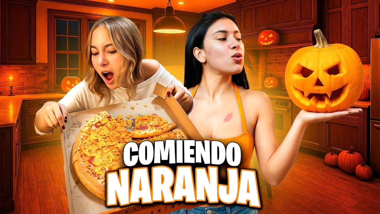 24 HORAS COMIENDO DE COLOR NARANJA 🍊😱 | Hermanas JM 