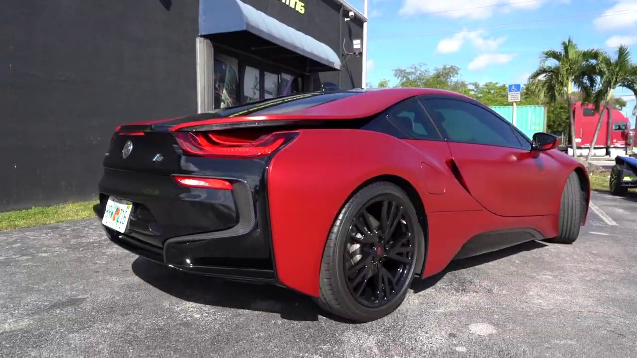 BMW i8 Red Satin Chrome Full Wrap