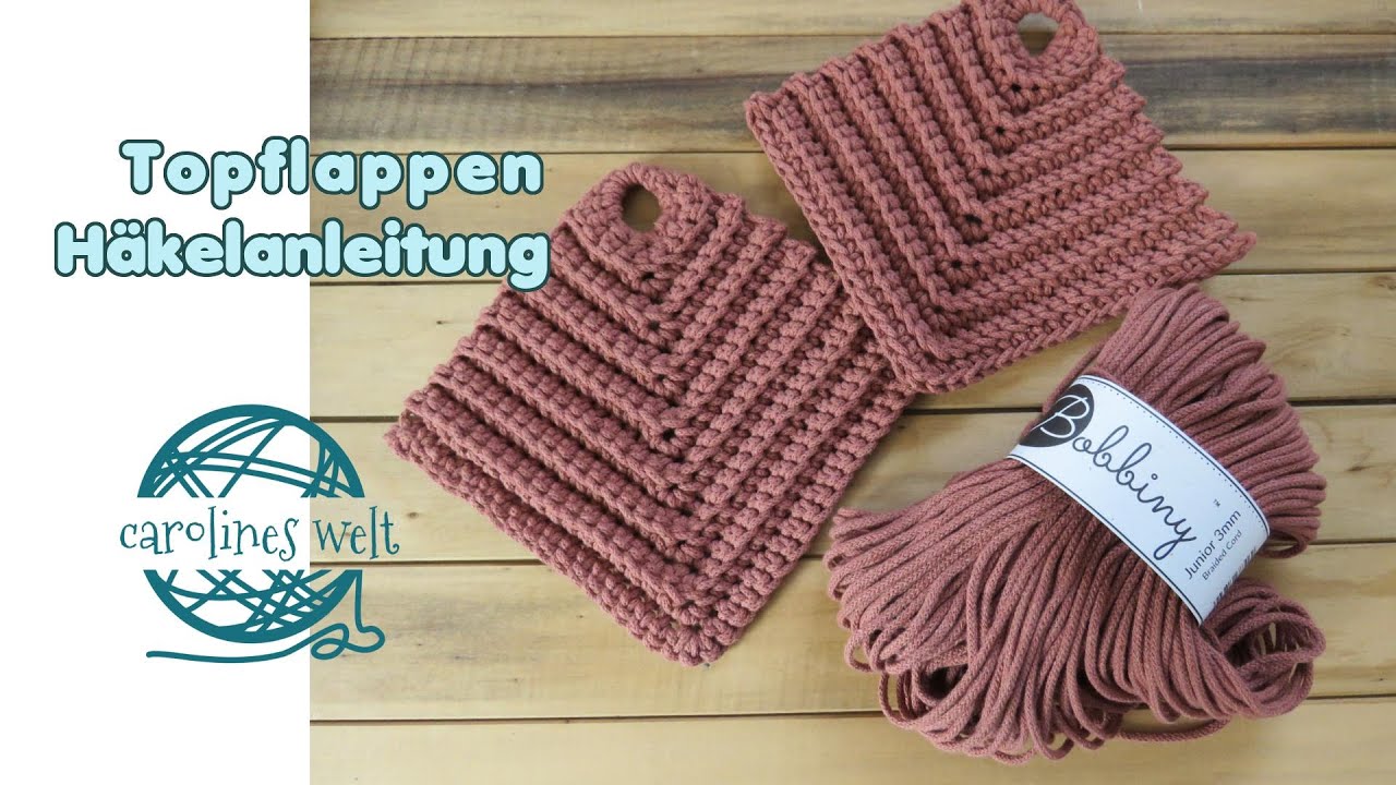 Topflappen häkeln, einfach (im Rippenmuster)