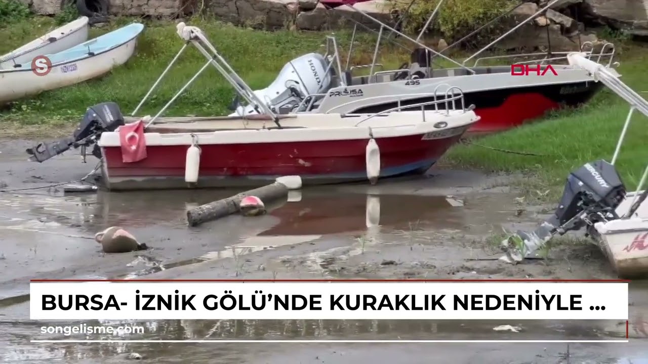 Bursa- İznik Gölü'nde kuraklık nedeniyle çekilme 350 metreye ulaştı; kayıklar karaya oturdu