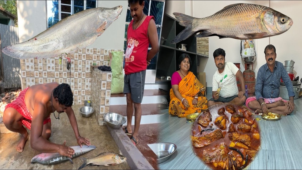 পুকুরের 4 kg ওজনের চিতল মাছ কেটে রান্না ||