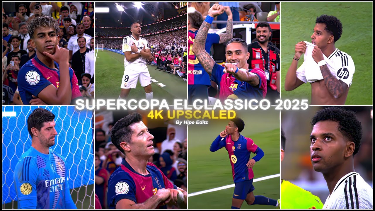 SUPERCOPA FINAL Barcelona Vs Real Madrid ● SlowMo● Scenepack / Clips 4K ● RARE ●  For Edit (TOPAZ)
