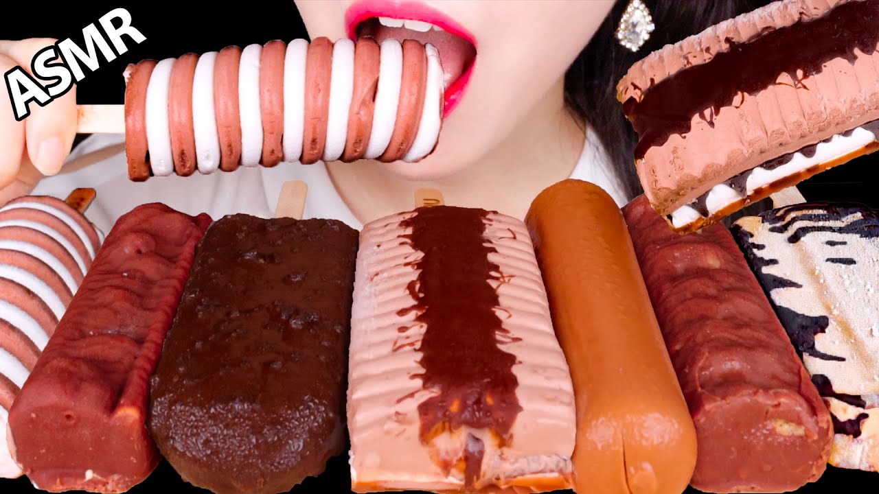 ASMR вечеринка с шоколадным мороженым🍫🍦, * twix, сникерс, хрустящее мороженое, мукбанг, звуки еды.