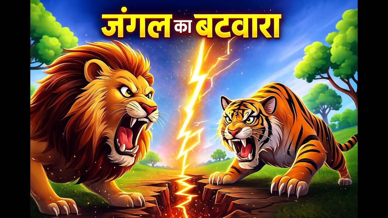 🐯🦁 “जंगल के दो हिस्से – दो राजा… और एक नई दोस्ती” 2D Cartoon Moral Story#cartoon #moralstory