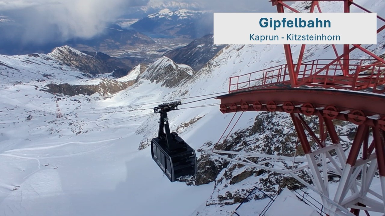 Kaprun - Gipfelbahn teljes útvonal a kabinból / Vollständige Fahrt aus der Kabine