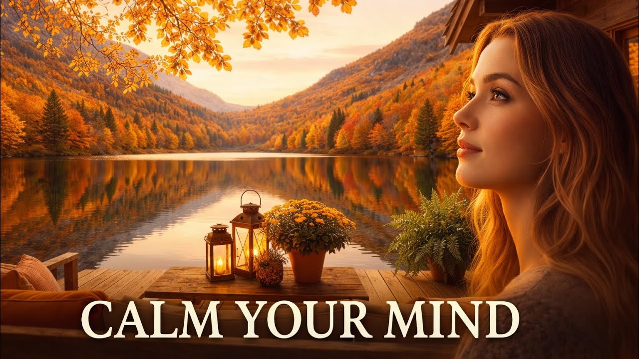 Autumn Lake Cabin Ambience 🍂 Relaxing Cinematic Music for Stress Relief, Deep Calm & Inner Peace 4K