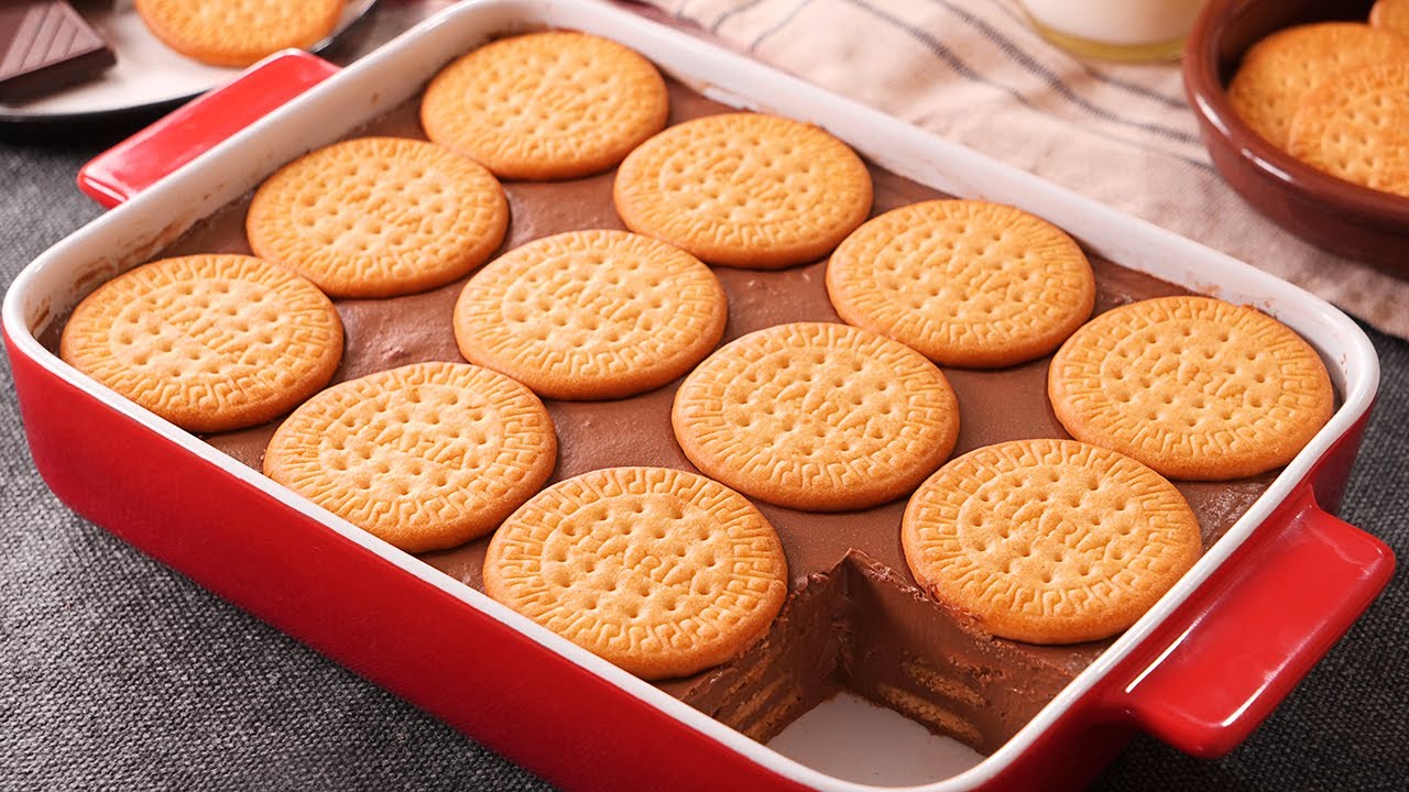 Tarta de Galletas María y Chocolate muy fácil y deliciosa (Sin Horno)