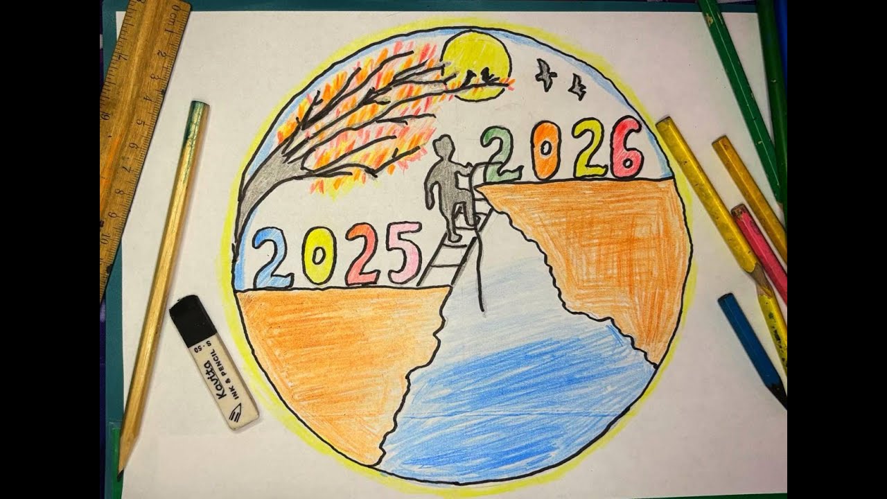 Happy New Year 2026 | 2025 to 2026 Drawing Process