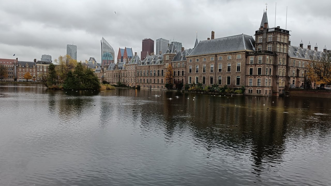 City walk in The Hague (Den Haag) the Netherlands. Autumn in the city. 4K video