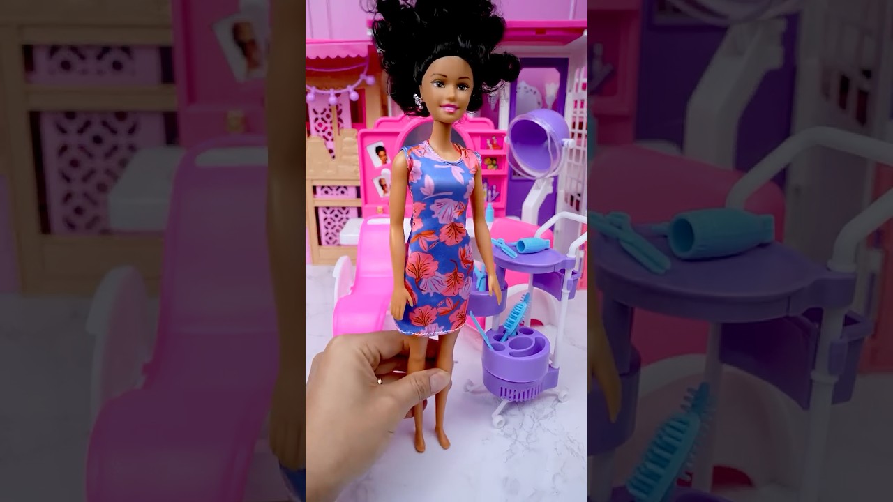 Satisfying With Unboxing Barbie Hair Salon Set Toys, ASMR Video #shorts
