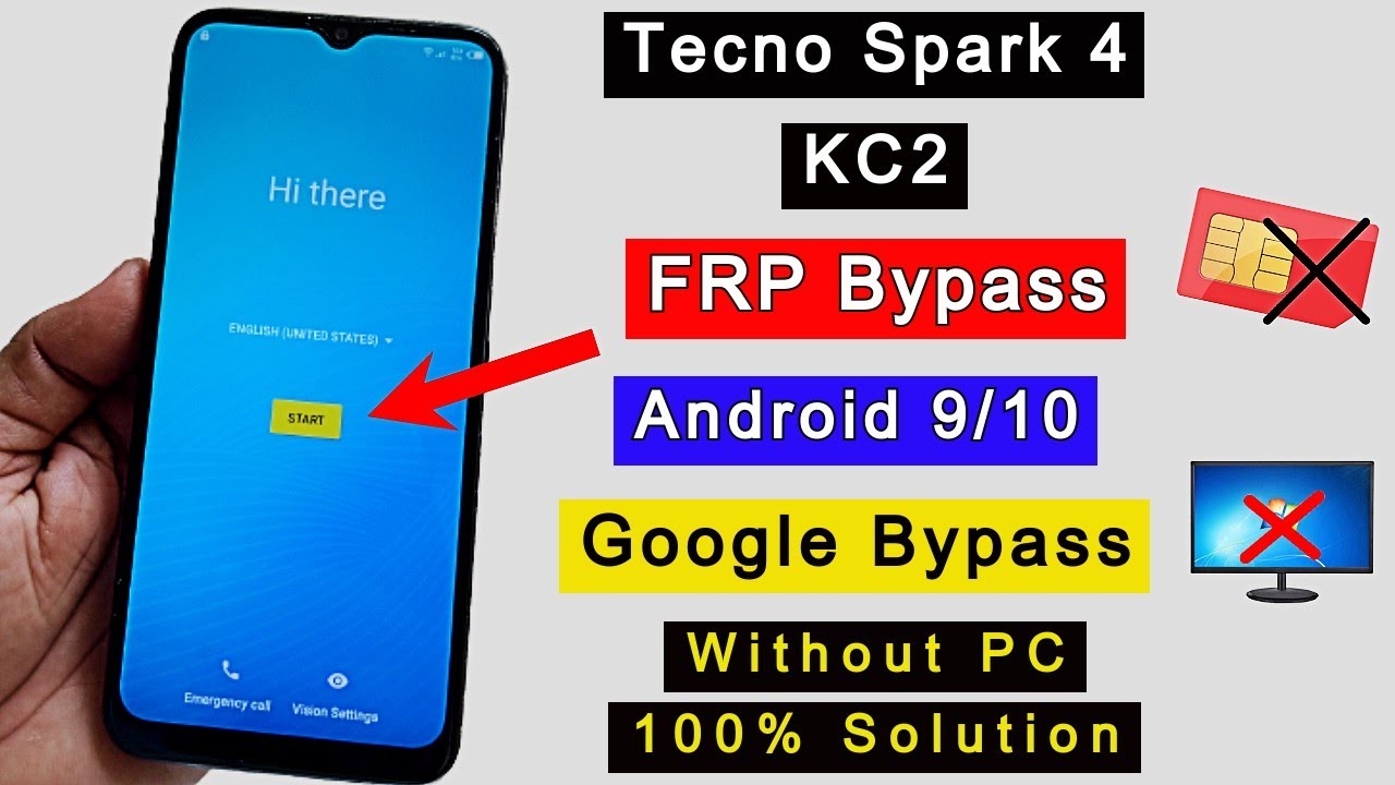 Tecno Spark 4 FRP Bypass (Tecno KC2) FRP Lock Remove Without PC New Method 2022 Android 9/10