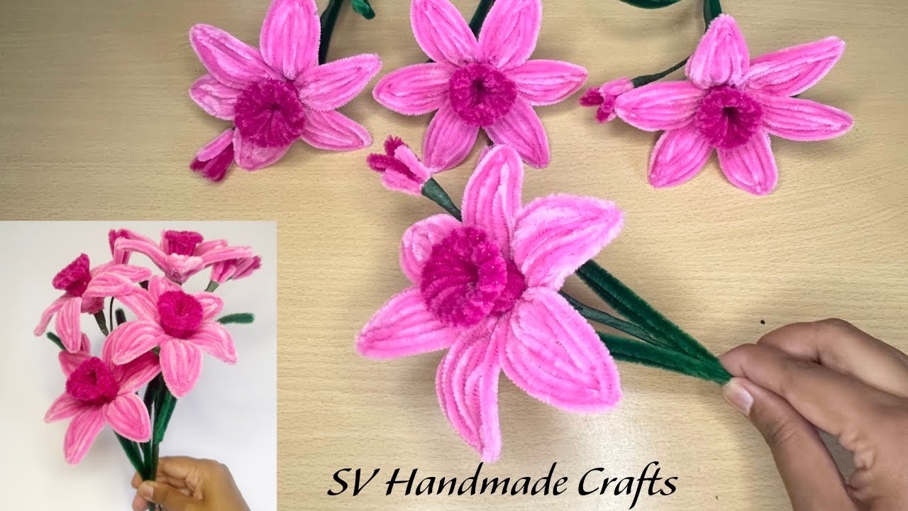 Beautiful flower making idea with pipe cleaners | Daffodil flower | Craft ideas | Home Decoration 