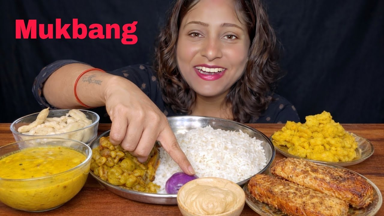 Bengali Eating Show|Rice, Rui Fish Fry, Aloo Posto, Aam Tok Dal, Aloo Potol Vaja, Misti Doi, Mukbang