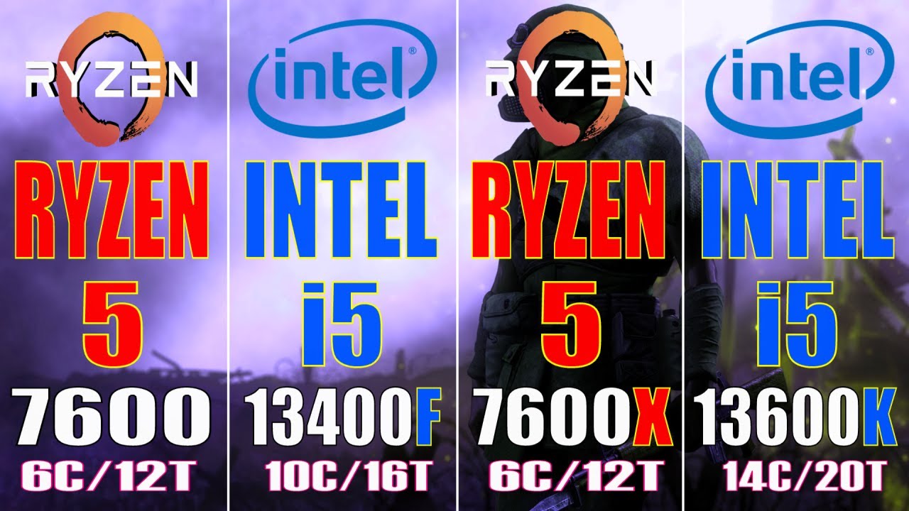 RYZEN 5 7600 vs INTEL i5 13400F vs RYZEN 5 7600X vs INTEL i5 13600K || PC GAMES TEST ||