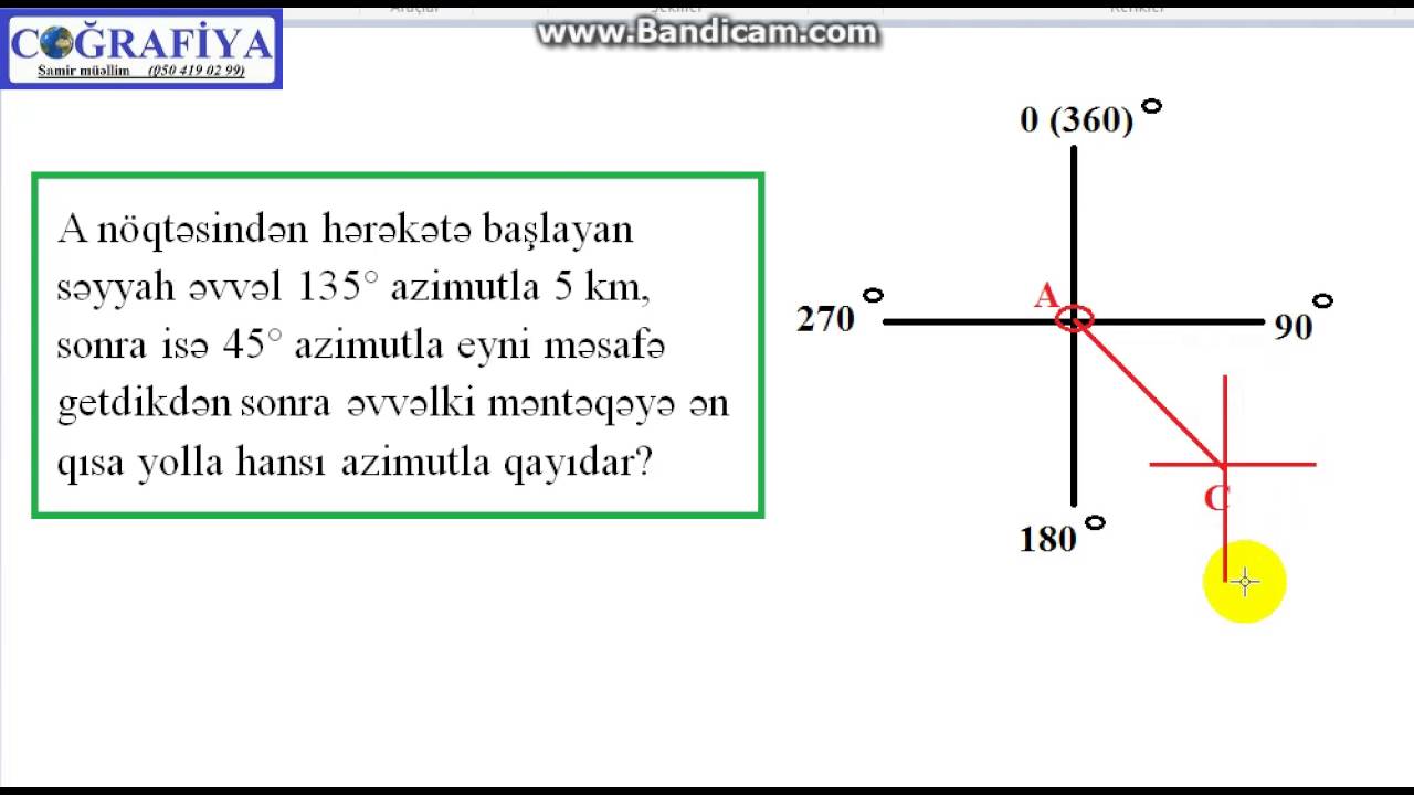 Video dərs-Coğrafiya: Maraqlı Azimut məsələsinin həlli-Samir m (Lənkəran)