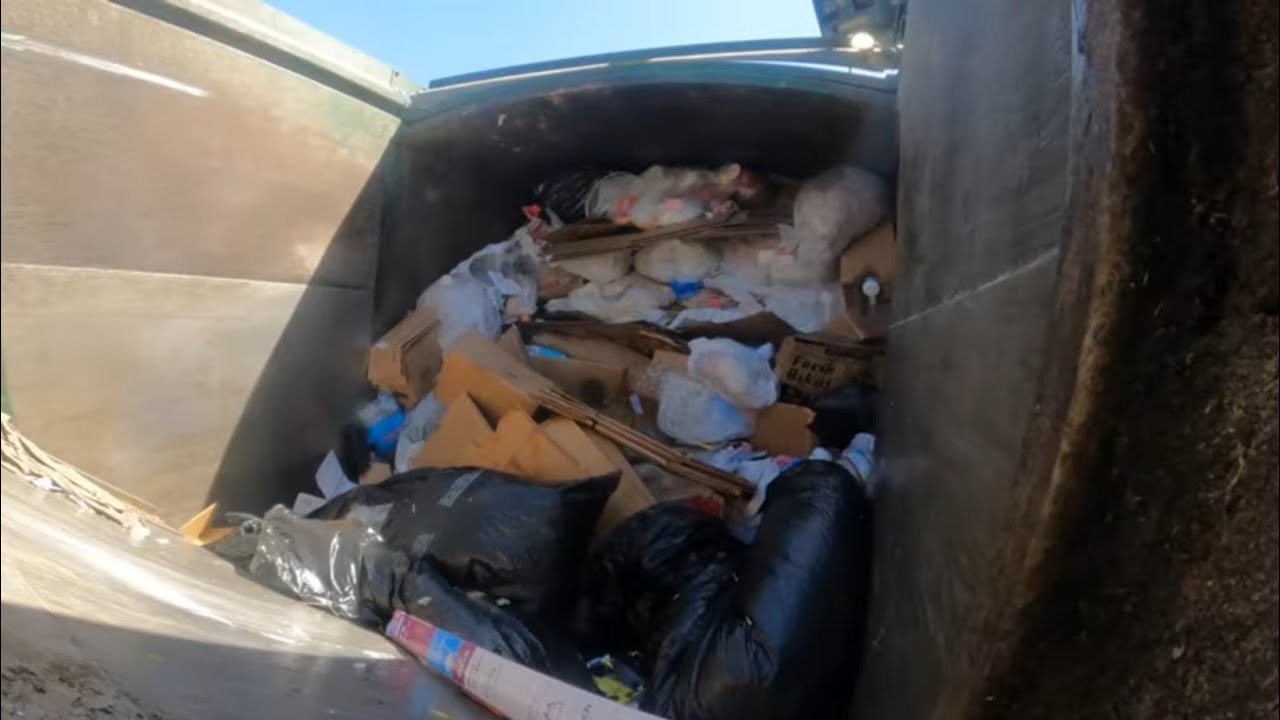 Waste Management front load garbage truck  packer P.O.V