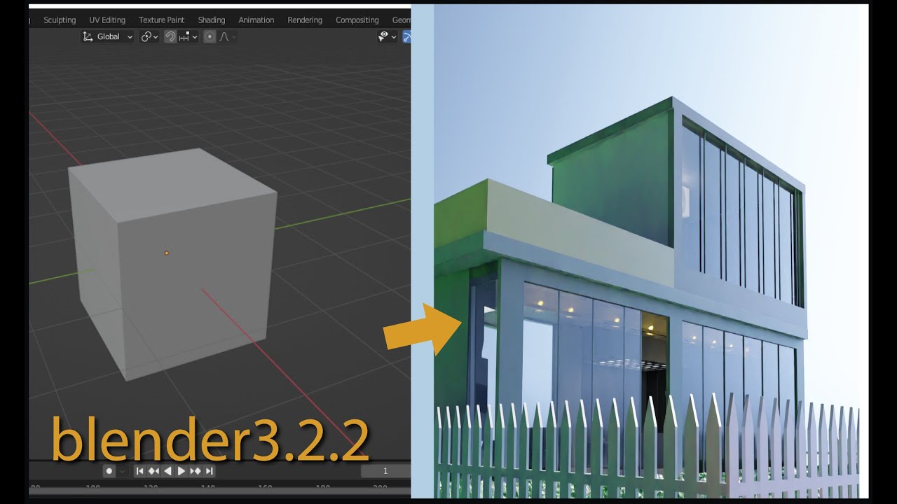 How to Create a Glass House in Blender 3.2.2 - Quick and easy Basic house - Blender Tutorial