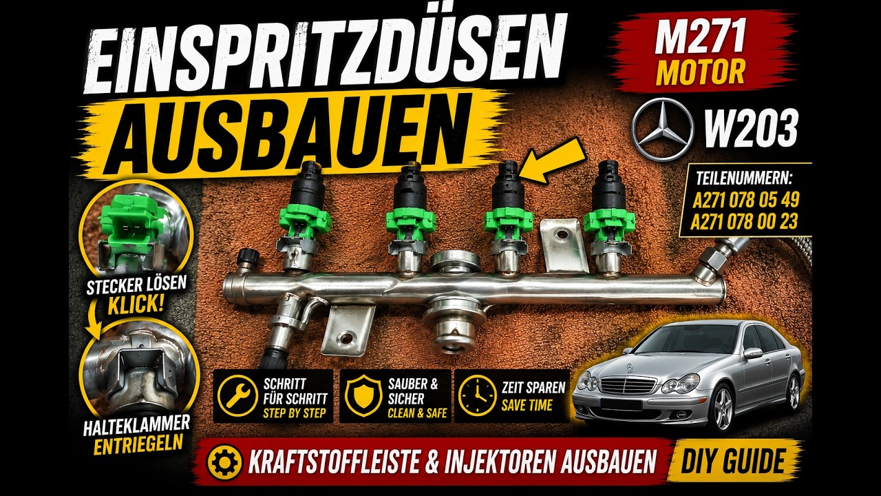 W203 Einspritzdüsen ausbauen M271 Motor A2710780549 - A2710780023 -