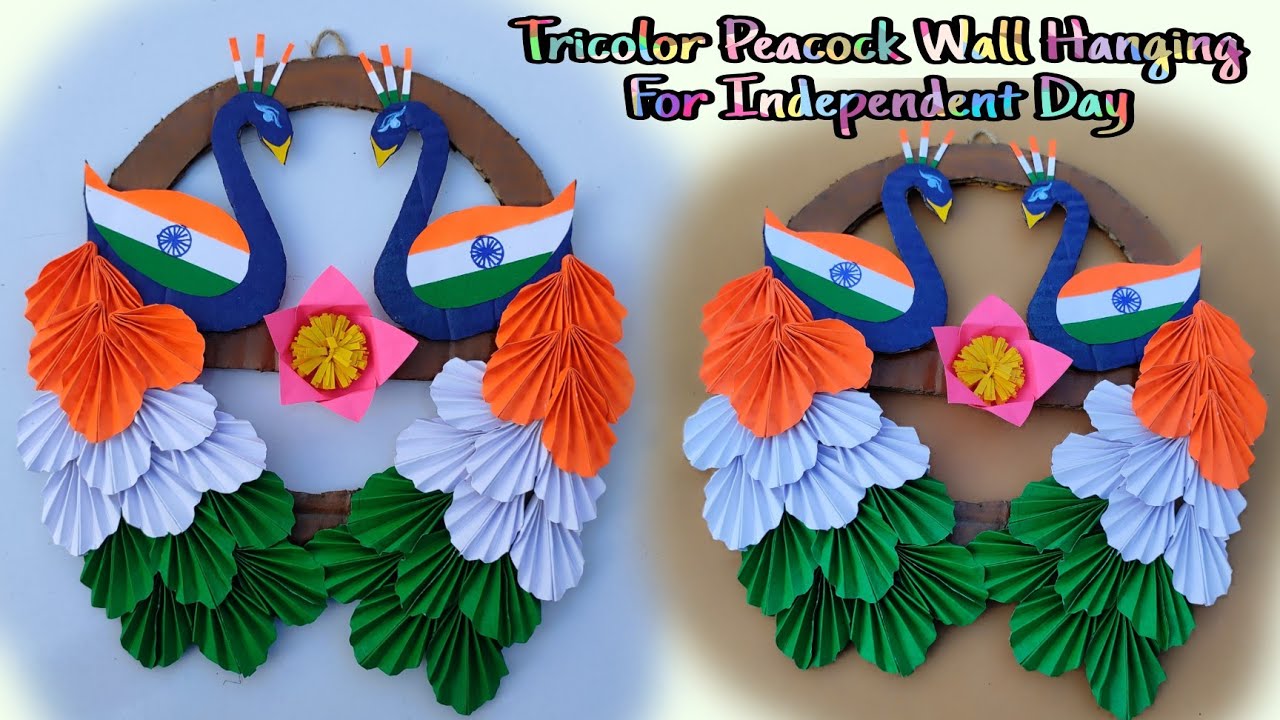 Peacock Wall Hanging For Independence Day/Independent Day Craft Ideas/DIY Tricolour Peacock craft