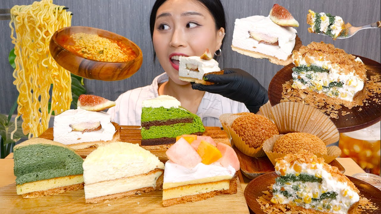 MUKBANG) 타르트 쿠키슈 그리고 라면..😅 빵&빵해장 먹방🍰 Tart, cookie choux and ramyun Real sound eating