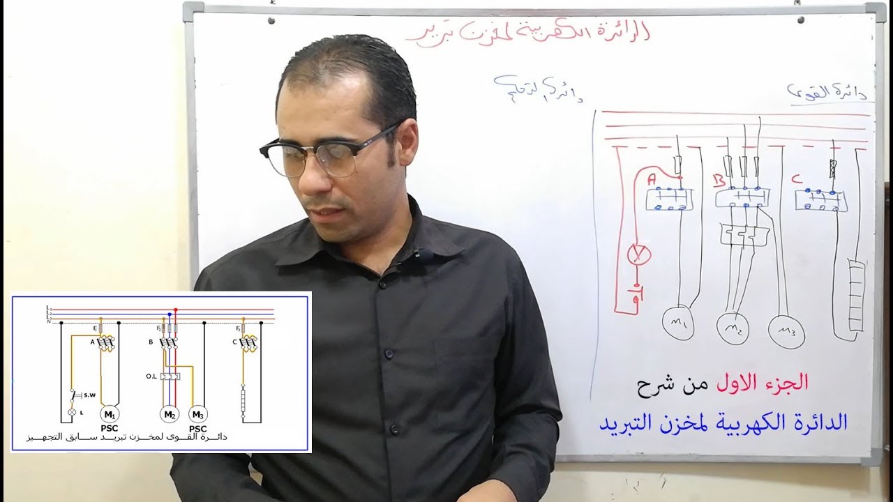 الجزء الاول من شرح الدائرة الكهربية لمخزن التبريد