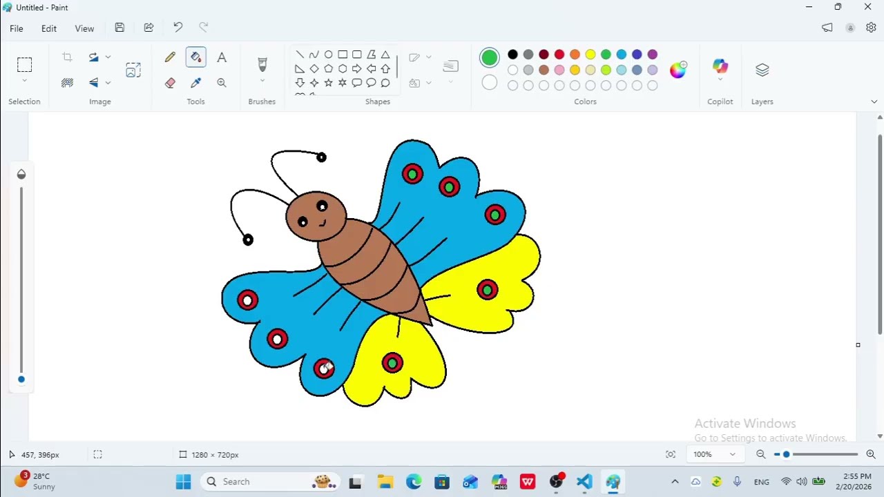 Colorful Butterfly Drawing Step by Step | MS Paint Tutorial